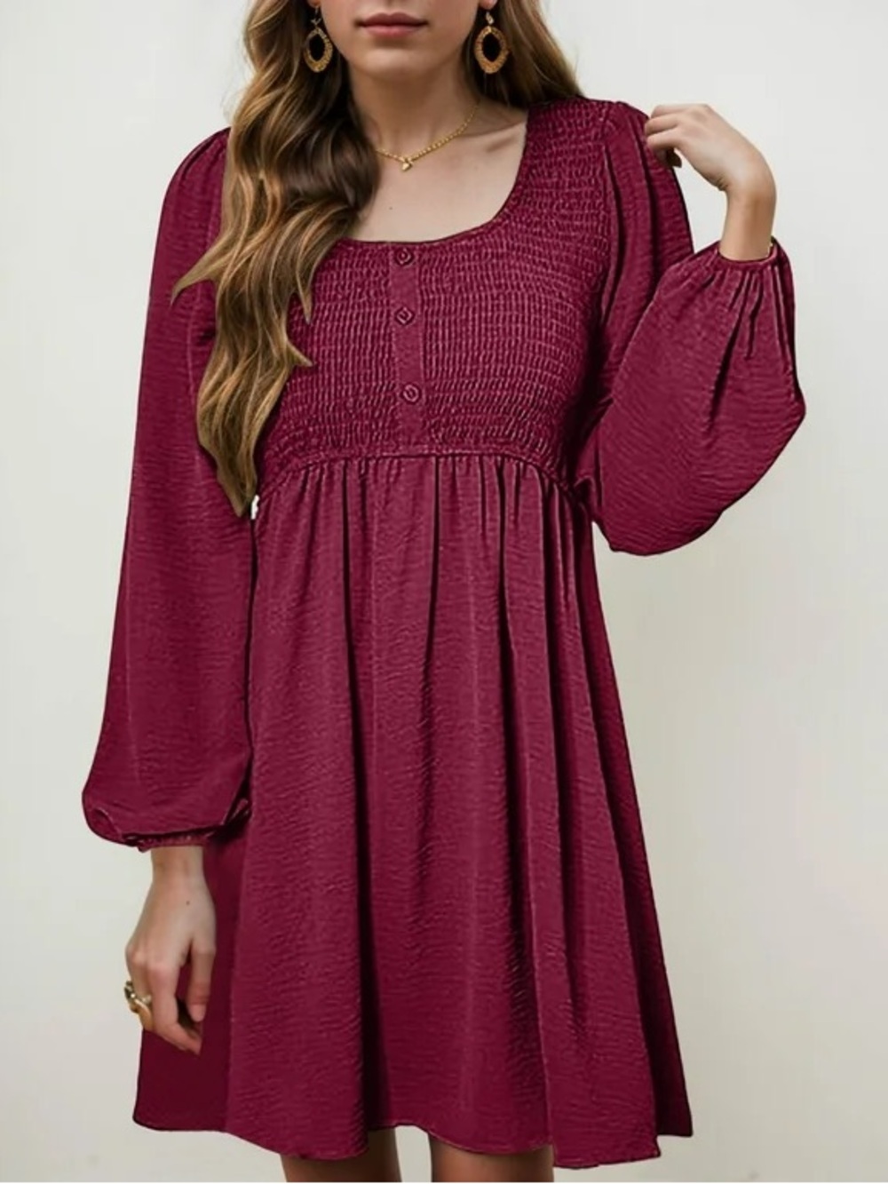 Dokotoo red smocked babydoll mini dress